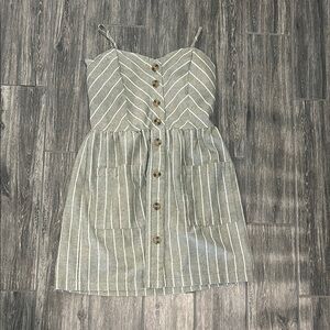 Striped Gray Button-Down Dress